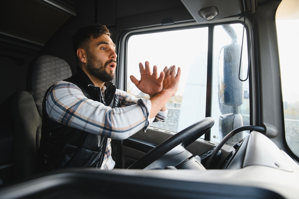 A truck driver about to get into an accident. How to file a truck accident claim in Virginia.
